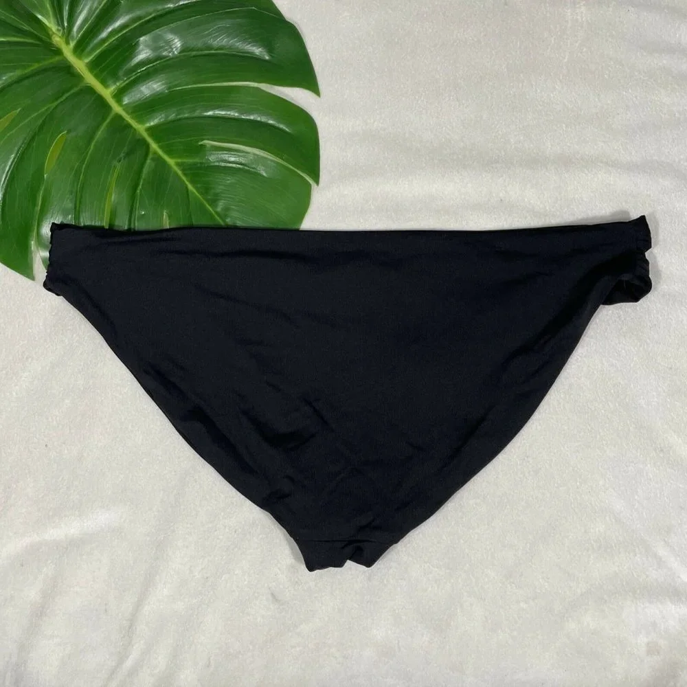 NEW $44 Becca Color Code Shirred‎ Black Bikini Bottoms [ SZ XL ] #3988